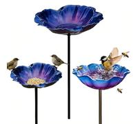 Supporto da Giardino in Metallo Con Fiori Fatti a Mano, Distributore d'Acqua per Api con Ciotola per Bevanda, Bacheca Resistente alle Intemperie con Abbeveratoio per Uccelli, Alimentatore di Farfalle