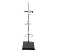 Supporto da laboratorio - Supporto per storta da laboratorio per l'estrazione di titolazione con un morsetto per buretta e 2 morsetti ad anello per beute, utilizzato in laboratorio di chimica o fisica