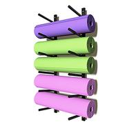 Supporto da Parete a 6 Livelli per Tappetino da Yoga con ripiano, espositore per Rullo in Schiuma, Organizer salvaspazio per Palestra e Allenamento a casa, Soluzione Fitness Resistente ed El