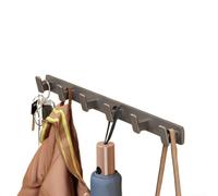 Supporto da parete con 6 ganci per asciugamani, cappelli, chiavi, borsa, piastra posteriore nera opaca, estremità arrotondate, facile da montare, per ingresso, bagno, camera da letto (bianco)