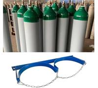 Supporto da parete for cilindro in acciaio blu con catena di sicurezza regolabile for il fissaggio del cilindro(25.6x7.9 in-2 Bottles)