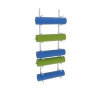 Supporto da parete for tappetini da yoga a 6/9 livelli, supporto for rulli in schiuma e tappetini, soluzione organizzativa salvaspazio(White,9-Tier(155cm))