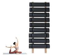 Supporto da parete in legno per rulli in schiuma e tappetini per esercizi, espositore salvaspazio per palestra e studio