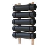 Supporto da parete in legno per tappetini da yoga e rulli in schiuma, soluzione salvaspazio per casa palestra o sala yoga