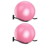 Supporto da Parete per 2/4/6 Palle da Pilates, Robusto Rack da Parete Nero + Viti, per Uso Domestico e Studi di Yoga, Palestre Commerciali, per Stabilità, Terapia o Palle per la Gravidanza-4 each