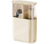 Supporto da parete per bacchette con coperchio ventilato, funzione di sollevamento e separazione degli utensili (bianco)