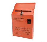 Supporto da parete per cassetta postale in ferro vintage da esterno con funzione impermeabile, mantiene posta e giornali al sicuro aggiungendo eleganza rustica all'esterno della casa (arancione)