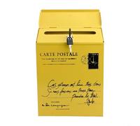 Supporto da parete per cassetta postale in ferro vintage da esterno con funzione impermeabile, mantiene posta e giornali al sicuro aggiungendo eleganza rustica all'esterno della casa (giallo)