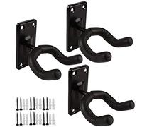 Supporto da parete per chitarra elettrica e acustica, gancio per chitarra elettrica, basso, ukulele, nero, in metallo