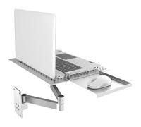Supporto da parete per laptop con supporto regolabile e vassoio per mouse, braccio articolato a movimento completo per un'installazione efficiente della postazione di lavoro in ufficio
