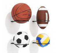 Supporto da parete per pallacanestro: 4 supporti da parete per palloni, supporto da parete per pallacanestro, pallone da calcio, pallavolo, calcio, rugby, come decorazione per la sala sportiva