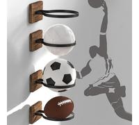 Supporto da Parete per Pallone da Basket | Organizzatore Con Risparmio Di Spazio - Display Per Pallacanestro E Calcio Da Parete,Per Corridoio Seminterrato Soggiorno Camera Da Ingresso Soffitta S