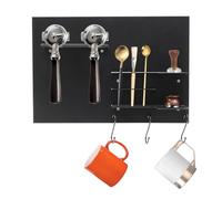 Supporto da parete per portafiltro, mensola da parete per utensili da caffè, scaffale a 4 piani con ferro antiruggine e 3 ganci, portata 4 kg, scaffale barista per risparmiare spazio in cucina caffè