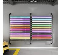 Supporto da parete per rotoli di tessuto, supporto da parete per rotoli di tessuto, supporto da parete commerciale per rotoli di vinile con asta di sospensione regolabile, pellicola per auto con cam