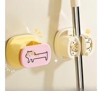 Supporto da parete per scopa per mocio, senza trapano, per bagno, cucina, ufficio, con materiale in polipropilene auto-impermeabile per organizzare i prodotti per la pulizia (A)