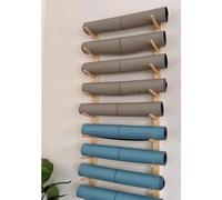 Supporto da Parete per Tappetino da Yoga in Legno, Supporto da Parete Tappetino per Esercizi Rullo in Schiuma e Porta Asciugamani, Ripiano Organizer per Palestra Domestica