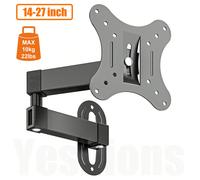 Supporto da parete per TV con movimento completo, girevole, inclinabile, estensibile, adatto a VESA max 100x100mm, supporto per TV ad angolo per schermi piatti o curvi LED/LCD da 14-27 pollici, per un