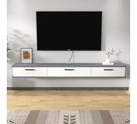 Supporto da parete per TV galleggiante, console TV lunga con porta a ribalta e contenitore, mensola moderna sospesa per TV per soggiorno, grigio, 140 x 22 x 20 cm (55,1 x 8,7)