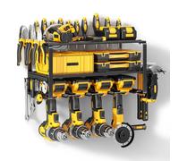 Supporto da parete per utensili elettrici, carico 90,7 kg, 3 strati, con 4 supporti per trapano, utensili senza fili, in ferro resistente, per officina, capannone, pegboard seminterrato