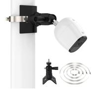 Supporto da parete regolabile a 360° per Ring Stick Up Cam, A-rlo Pro 4, EufyCam 2/2C, Supporto per sistema di sicurezza domestica per tubi di scarico/acciaio, con 4 anelli di serraggio regolabili