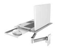 Supporto da parete regolabile per laptop con piattaforma di raffreddamento ventilata e vassoio per mouse, supporto articolato a movimento completo per ufficio e postazione di lavoro, supporta fino a 8
