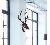 Supporto da parete testa di cervo finto animale fatto a mano marrone rustico