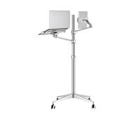 Supporto da pavimento for laptop multifunzionale 3 in 1 UP-9L, adatto a tutti i tavoli for laptop mobili regolabili in altezza da 12-17 pollici(Silver)