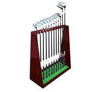 Supporto da pavimento in legno per mazze da golf, organizer per 13 putter, espositore per garage, ufficio, attrezzatura interna ed esterna