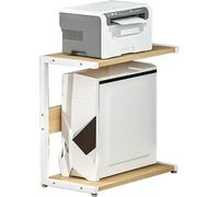 Supporto da Pavimento Mobile per CPU A 2 Livelli, Supporto per Stampante, Ripiano Portaoggetti sotto La Scrivania con Ruote, Staffa di Montaggio per Torre Computer per Pc Desktop, Natural W, H 64cm