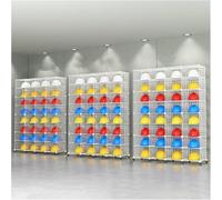 Supporto da pavimento per casco e espositore con scaffalatura in filo metallico per organizzare attrezzature e attrezzature di sicurezza