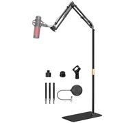 Supporto da pavimento per microfono Blue Yeti, Nano, Snowball, HyperX, Razer, Logitech USB e microfono a condensatore, braccio regolabile con filettatura da 1/4" e adattatore da 3/8" 5/8", filtro pop