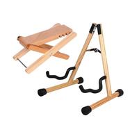 Supporto da pavimento professionale multi-strumento, regolabile per chitarra, ukulele e violino con base in legno massello (colore tronco A)