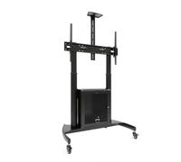 Supporto da pavimento TooQ NARNIA armadio multiuso + rack accessori per schermi 60-100" acciaio nero inclinabile