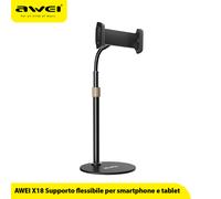 Supporto da scrivania a 360° allungabile e pieghievole in metallo per Smartphone