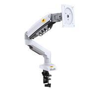 Supporto da scrivania con molla a gas per schermi LCD 17″-30″, bianco, VESA 75 mm e 100 mm, rotazione a 360° con peso da 2 a 9 kg