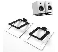 Supporto da scrivania in acciaio al carbonio, assorbimento degli urti e migliore qualità del suono, staffa inclinata per altoparlanti per PC desktop, altoparlanti da studio e libreria (una coppia