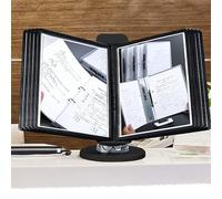 Supporto da scrivania regolabile in formato A4, con 20 tasche per regali su entrambi i lati, sistema di riferimento da scrivania in metallo e PVC, per esporre e conservare documenti in ufficio