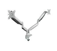 Supporto da tavolo girevole e inclinabile, a due bracci, compatibile con schermi da 13 a 32 pollici, finitura argento.