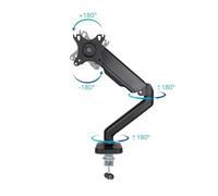 Supporto da tavolo girevole e inclinabile con un braccio, compatibile con schermi da 17 a 32 pollici, colore nero.