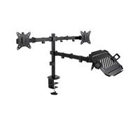 Supporto da Tavolo per 2 Monitor e 1 Portatile, 2 Bracci Regolabili, Compatibile con schermi da 17" a 32", Colore Nero, Ideale per ottimizzare Lo Spazio di Lavoro.