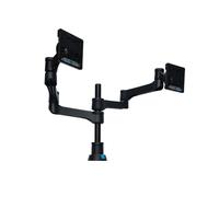 R-Go Tools R-Go Zepher 4 C2, braccio circolare a doppio schermo, montaggio su scrivania, regolabile, 0-8 kg, nero-argento, basso impatto ambientale - Nouvo