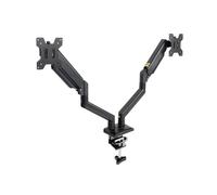 Supporto da tavolo TooQ Dual Screen girevole a 360° con molla a gas in acciaio nero