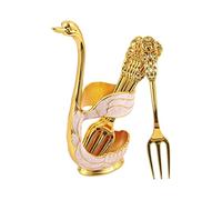 Supporto decorativo a forma di cigno per cucchiaini da caffè, forchetta per la decorazione della casa dell'hotel, oro bianco, 5,8 x 12,4 cm