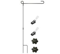 Supporto Decorativo per Bandiera da Giardino con Clip e Fermo in Ferro Nero | Bandiere di Natale e Halloween, con Staffa a Innesto, per Feste All'aperto e Giardino