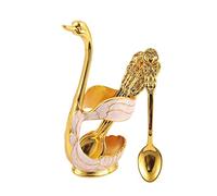 Supporto decorativo per cucchiaini da caffè a forma di cigno per la decorazione della casa dell'hotel cucchiaio oro bianco, 5,8 x 12,4 cm