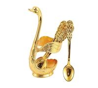 Supporto decorativo per cucchiaini da caffè a forma di cigno per la decorazione della casa dell'hotel cucchiaio oro, 5,8 x 12,4 cm