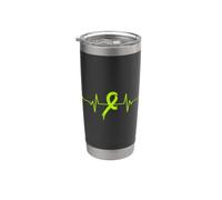 Supporto del nastro verde lime del battito cardiaco del cancro del linfoma Bicchiere termico in acciaio inox doppia parete