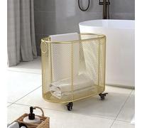 Supporto della stuoia di yoga,Cesto portabiancheria in filo metallico con ruote,Portabiancheria scorrevole su ruote,Cesto della biancheria dorato,Cestino in metallo dorato su ruote,