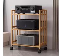 Supporto di grande capacità con ripiani regolabili, rack audio resistente e armadietto multimediale per home theater, sistema stereo a 2/3/4/5 piani, facile da montare