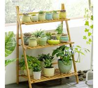 Supporto di legno pieghevole per piante da interno, portavaso mobile per balcone, soggiorno e ingresso, per decorazione esterna Portavasi pieghevole in bambù a scalaQuesto portavasi pieghevole è la so
